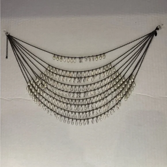 Breathtaking waterfall of silver + white droplet beads. Drapes beautifully. New! - Picture 5 of 6